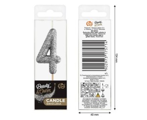 ŚWIECZKA PIKER 4 CZARNA BROKATOWA 11X3.5 CM