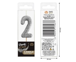 ŚWIECZKA PIKER 2 CZARNA BROKATOWA 11X3.5 CM