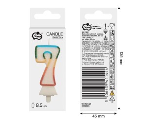 ŚWIECZKA CYFRA 7 TĘCZOWA 8,5CM