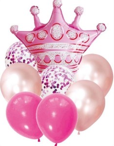 ZESTAW BALONÓW KORONA RÓŻOWE ZŁOTO 9EL