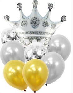 ZESTAW BALONÓW KORONA SREBRNA 9EL