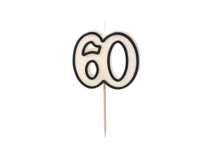 ŚWIECZKA URODZINOWA 60 BIAŁO-CZARNY 5,5CM
