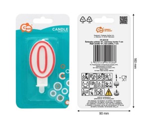 ŚWIECZKA 0 CZERWONY KONTUR 7CM