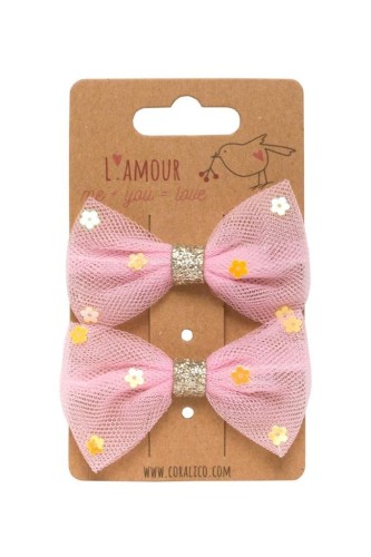 Zestaw klipsów z kokardami i cekinami, Coralico