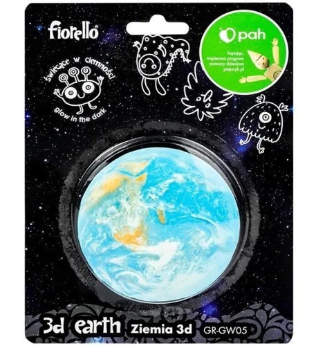 Naklejka fluorescencyjna 3D Ziemia 8,5cm, Fiorello