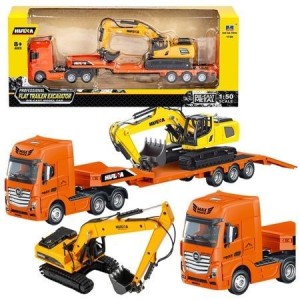 CIĘŻARÓWKA Z NACZEPĄ POMARAŃCZOWA 1:50, LEANTOYS
