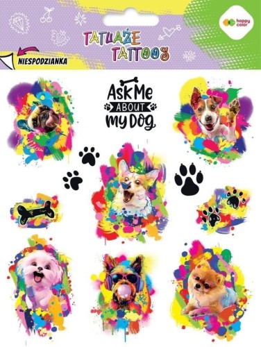 Tatuaże zmywalne Funny Dogs HAPPY COLOR, GDD
