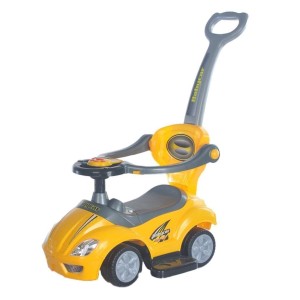JEŹDZIK Z RĄCZKĄ 3W1 MEGA CAR ŻÓŁTY, BABY MIX
