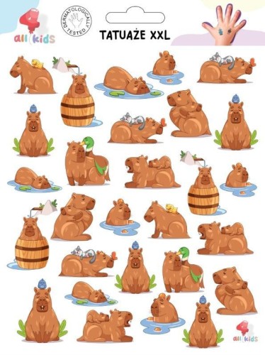 Tatuaże zmywalne dla dzieci Kapibara XXL, All4Kids