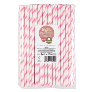 SŁOMKI PAPIEROWE ŁAMANE RÓŻOWE 144SZT