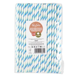 SŁOMKI PAPIEROWE ŁAMANE NIEBIESKIE 144SZT