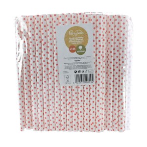 SŁOMKI PAPIEROWE JUMBO 10MM W KROPKI 144SZT