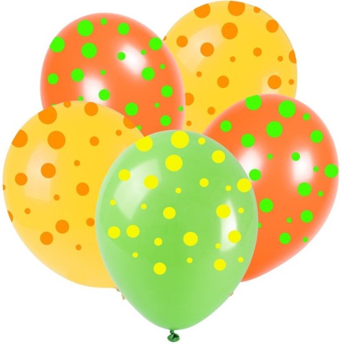 Balony neonowe kropki 28cm 5szt