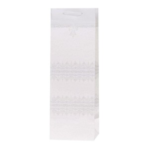 TOREBKA LUX 12X36X10CM BROKAT BIAŁA ROZETTE