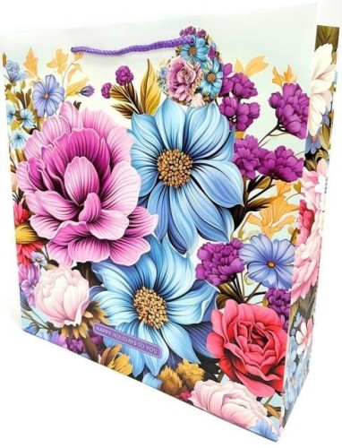 Torebka ozdobna matowa 35x37x12cm Kwiaty, Fresh