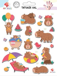 TATUAŻE ZMYWALNE DLA DZIECI KAPIBARA WAKACYJNA XXL