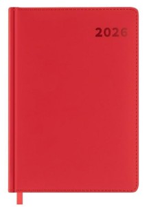 KALENDARZ KSIĄŻKOWY 2026 A5 CZERWONY EASY