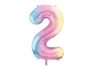 BALON FOLIOWY 2 PASTELOWY TĘCZOWY 86CM