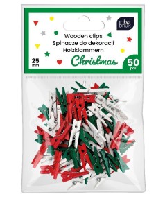 SPINACZE KOLOR DO DEKORACJI MINI 50SZT CHRISTMAS