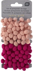 ZESTAW POMPONÓW NA TAŚMIE 2X1,5M SATIN GOLD