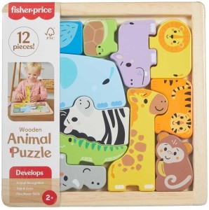 FISHER-PRICE ZWIERZĄTKA DREWNIANE PUZZLE UKŁADANKA
