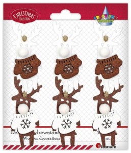 ZAWIESZKI DREWNIANE RENIFERY W SWETERKACH 6SZT