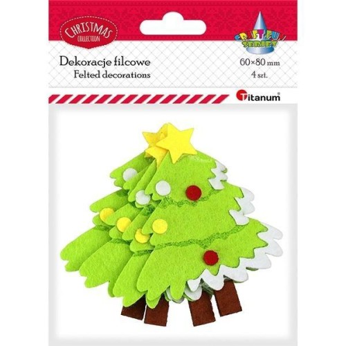 Dekoracje filcowe 3D choinki 60x75mm 4szt