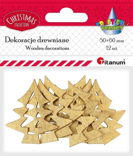 Choinki drewniane złote 6x5cm 2szt