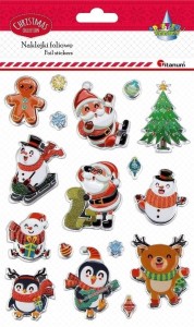 NAKLEJKI WYPUKŁE MIKOŁAJE BAŁWANKI CIASTEK 17SZT