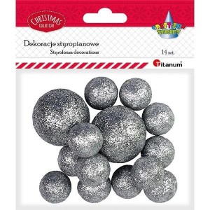 STYROPIANOWE KULKI 16/25/27MM SREBRNE 14SZT