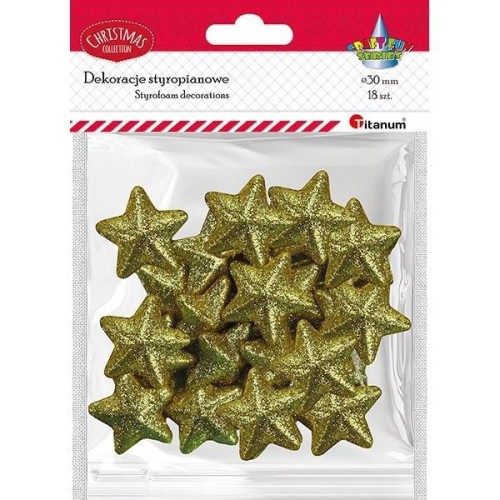Styropianowe gwiazdki 30x28mm złote 18szt