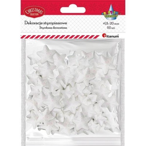 Styropianowe gwiazdki 20x18mm białe 60szt