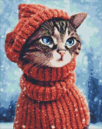 Diamentowa mozaika - Dziwna kotka 40x50cm, Ideyka