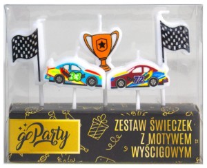 ZESTAW ŚWIECZEK URODZINOWYCH MOTYW WYŚCIGOWY