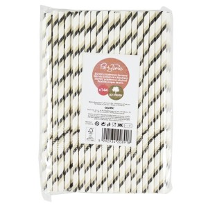 SŁOMKI PAPIEROWE ŁAMANE CZARNE 144SZT