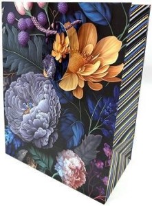 TOREBKA OZDOBNA MATOWA 18X23X10CM CIEMNE KWIATY