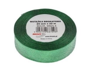 WSTĄŻKA BROKATOWA ZIELONA 25XXX22M