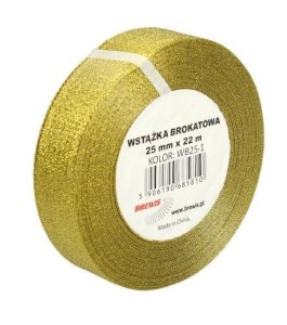 WSTĄŻKA BROKATOWA ZŁOTA 25MMX22M