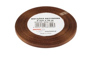 WSTĄŻKA SATYNOWA BRĄZOWA 6MMX32M 2SZT