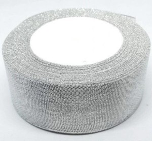 WSTĄŻKA BROKATOWA SREBRNA 38MMX22M