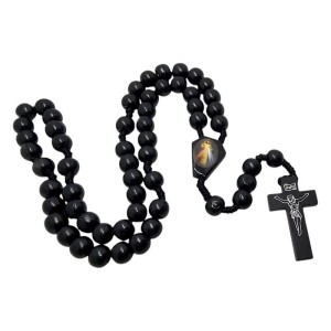 RÓŻANIEC DREWNIANY CZARNY - JEZU UFAM TOBIE