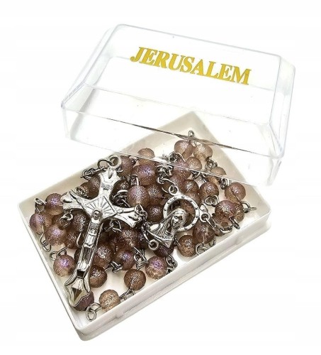 Różaniec jerozolimski perla madre w pudełku