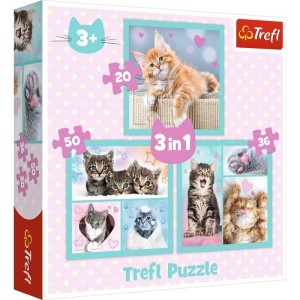 PUZZLE 3W1 SŁODKIE ZWIERZAKI TREFL, TREFL