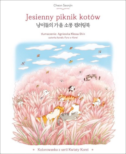 Jesienny piknik kotów. Kolorowanka z serii Kwiaty