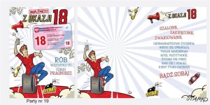 KARNET PARTY NAKLEJANY B6+KOPERTA URODZINY 18 WZ19