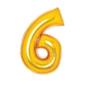 BALON FOLIOWY CYFRA 6 ZŁOTA 46X66CM