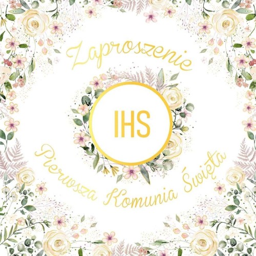 Zaproszenie KW - Komunia kielich w kwiatach 5szt