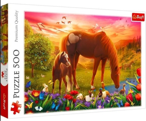 Puzzle 500 Konie na łące TREFL, Trefl
