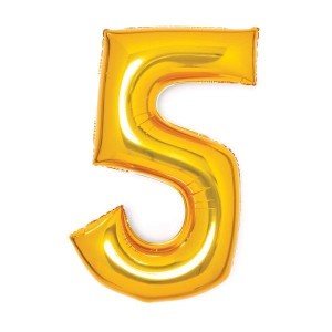 BALON FOLIOWY CYFRA 5 ZŁOTA 52X66CM