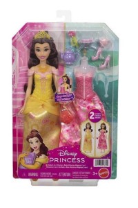 DISNEY PRINCESS BELLA LALKA HISTORYJKA 2W1, MATTEL